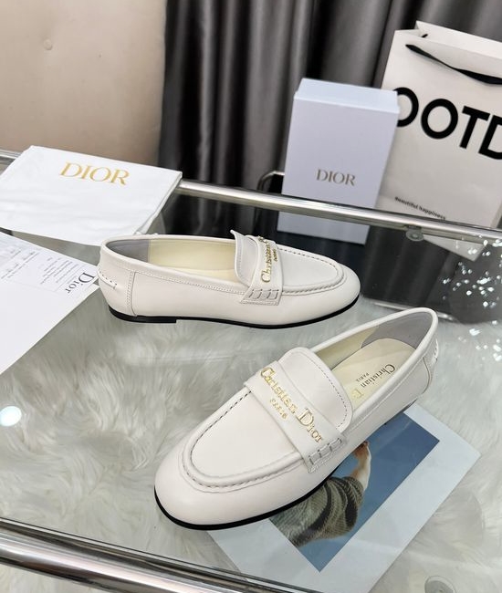 Christian Dior CD Classic Loafer Shoes with Decorative Buckle Leather Lining