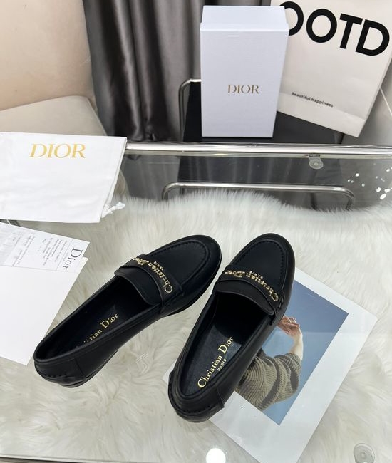 Christian Dior CD Classic Loafer Shoes with Decorative Buckle Leather Lining