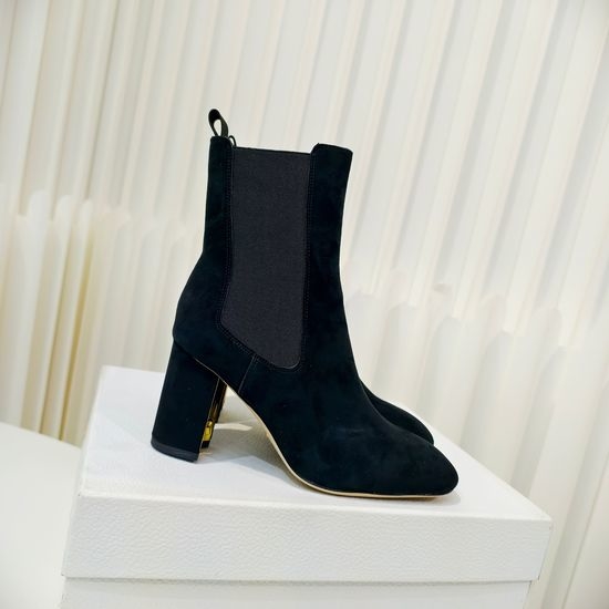 Christian Dior CD Patent Leather Ankle Boots with Side Zipper