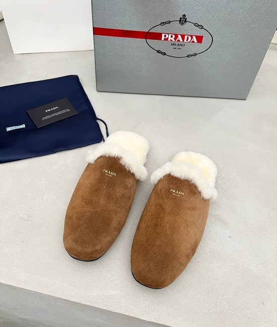 Prada Warm Thick Sole Wool Shoes Comfortable Durable Footwear