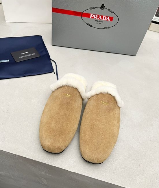 Prada Warm Thick Sole Wool Shoes Comfortable Durable Footwear