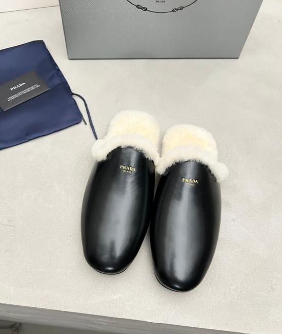 Prada Warm Thick Sole Wool Shoes Comfortable Durable Footwear