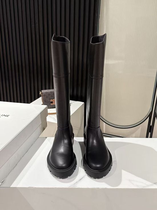 Celine Premium Cowhide Leather Knight Boots Comfortable Retro Style