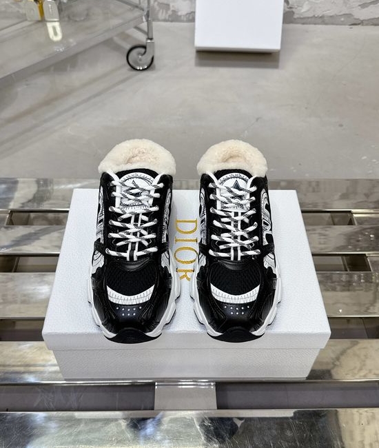 Christian Dior CD Soft Sole Casual Leather Mesh Warm Comfortable Walking Sneakers