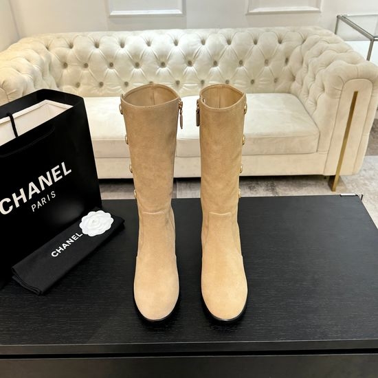 Chanel Premium Leather Knee High Boots With Hardware Accent