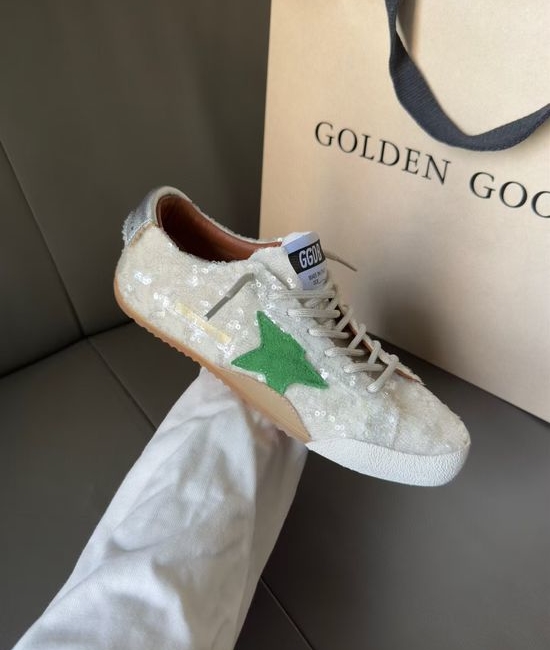 Golden Goose GGDB Premium Distressed Casual Sneakers with White Sequin Accents
