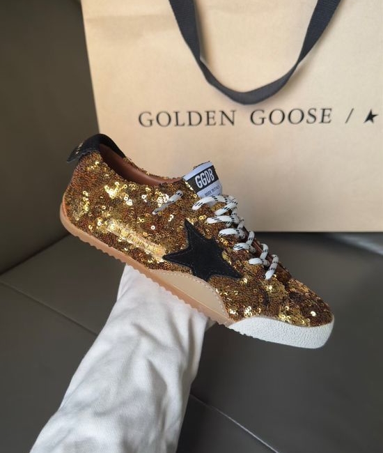 Golden Goose GGDB Gold Sequin Premium Soft Leather Comfortable Daily Sneakers