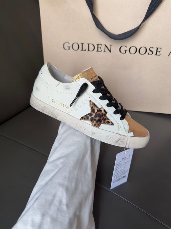 Golden Goose Classic Leopard Print Star Distressed Versatile Durable Daily Casual Sneakers