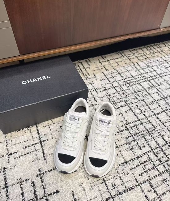 Chanel Classic Black White Chunky Heel Casual Sneakers Non Slip