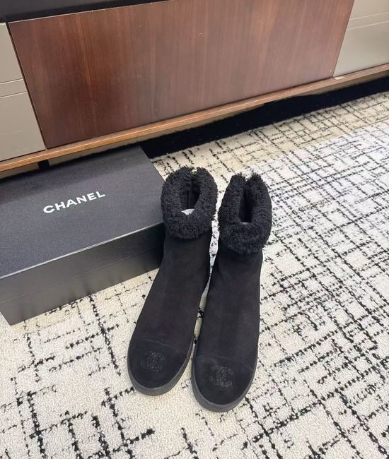 Chanel Fleece Lined Comfortable Warm Ankle Boots Anti Slip Sole