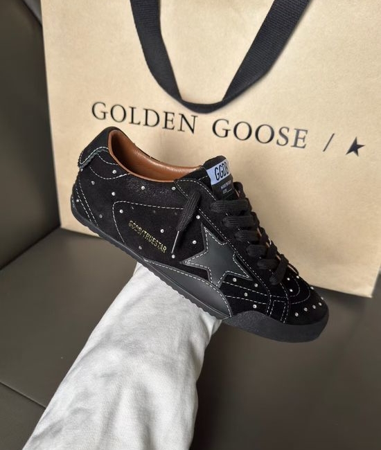 Golden Goose GGDB Premium Distressed Casual Sneakers with Red Sequin Accents