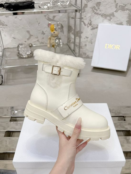 Christian Dior Genuine Leather Soft Sole Warm Ankle Boots
