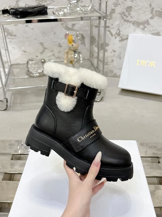 Christian Dior Genuine Leather Soft Sole Warm Ankle Boots