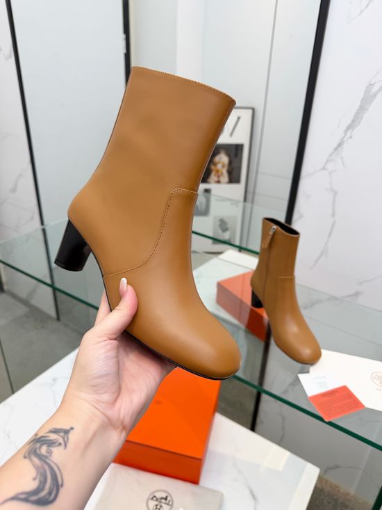 Hermes Custom-made Zipper Ankle Boots with Logo Detail