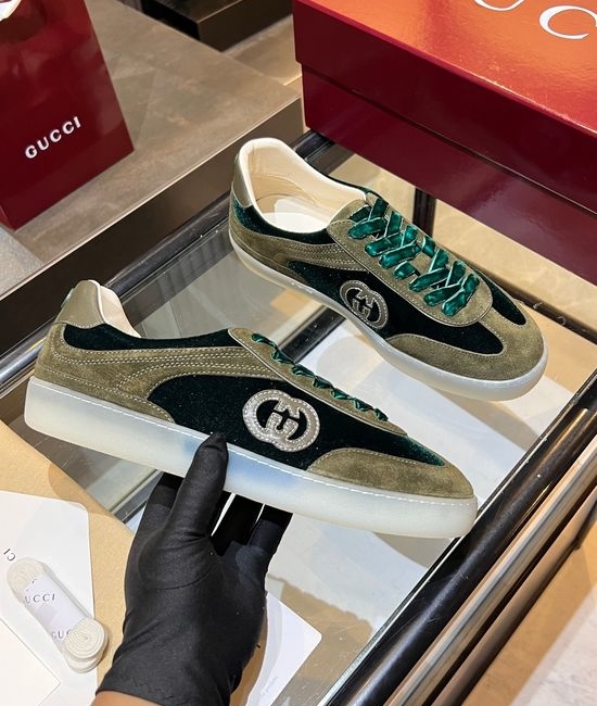 Gucci Premium Retro Casual Training Sneakers Durable Suede Leather Upper