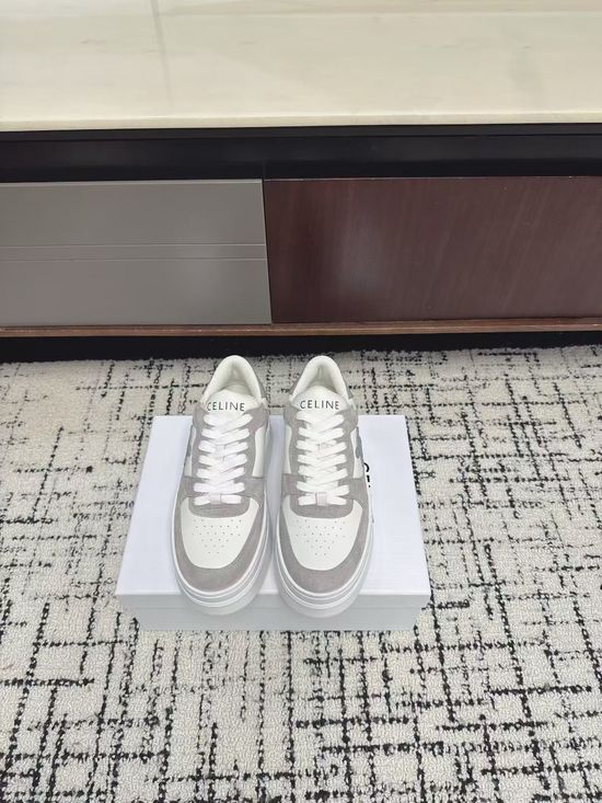 Celine Platform Leather Casual White Sneakers Comfortable Daily Shoes