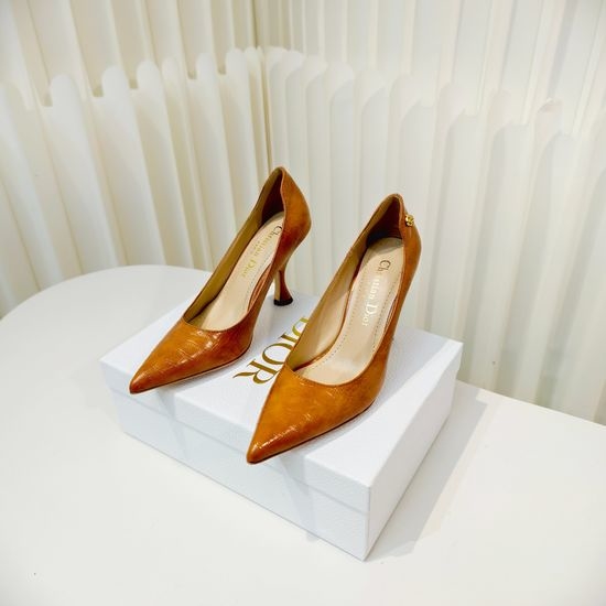 Christian Dior CD Pointed Toe Special Heel Leather Dress Pumps