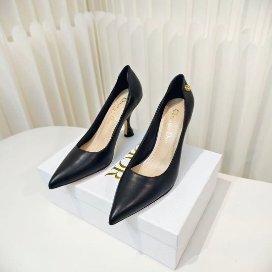 Christian Dior CD Pointed Toe Special Heel Leather Dress Pumps