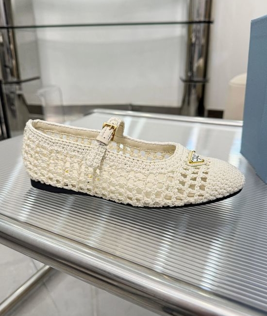 Prada Ballet-inspired Straw Woven Flat Shoes