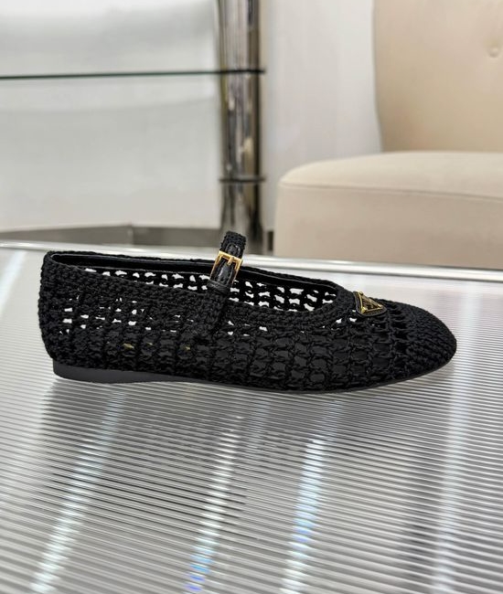 Prada Ballet-inspired Straw Woven Flat Shoes