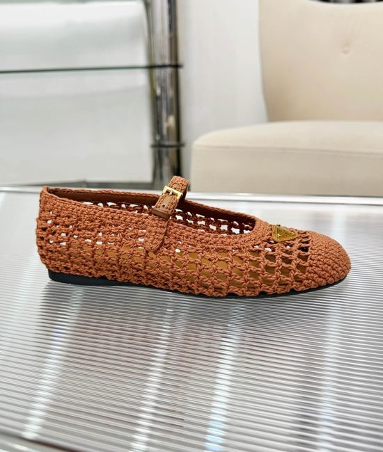 Prada Ballet-inspired Straw Woven Flat Shoes