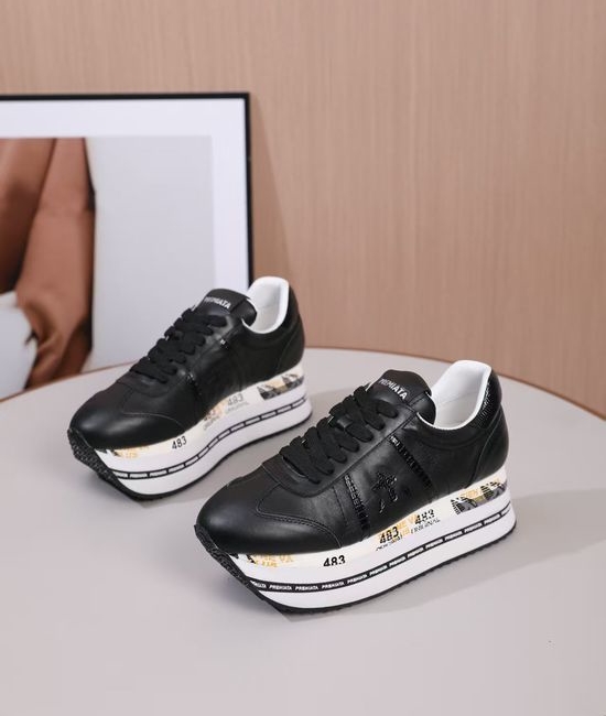 Premiata Minimalist White Casual Sneakers with Embossed Logo Detail