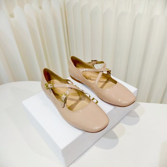 Christian Dior Sparkly Cross Strap Flat Ballet Shoes