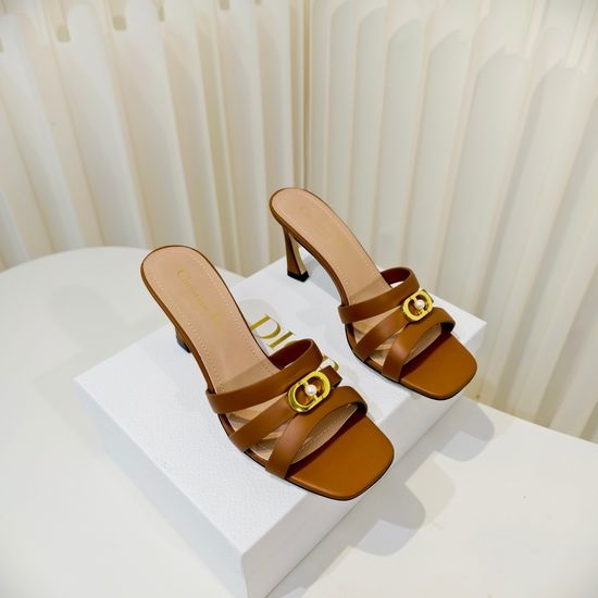 Christian Dior CD Elegant High-Heeled Sandals with Pearl Accents