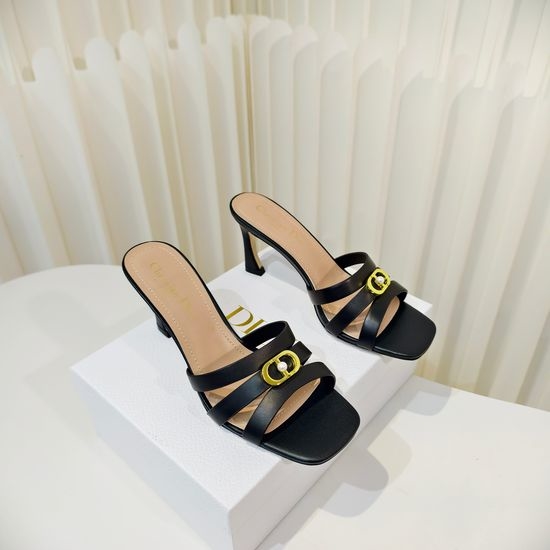 Christian Dior CD Elegant High-Heeled Sandals with Pearl Accents