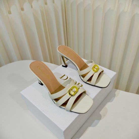 Christian Dior CD Elegant High-Heeled Sandals with Pearl Accents
