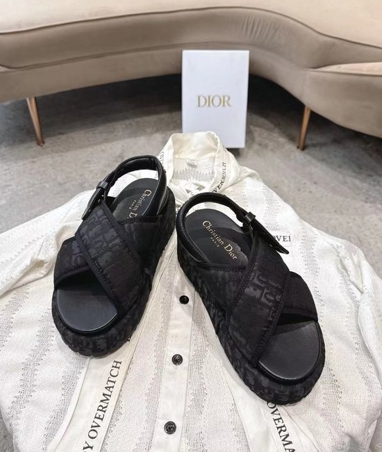 Christian Dior CD Minimalist Leather Strap Slides with Logo Accent