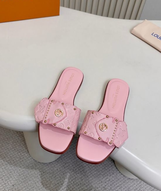 Louis Vuitton LV Embossed Leather Mule Shoes with Rivet Details