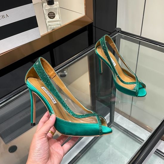 Aquazzura Rhinestone Decor High Heel Sandals Shiny Satin Upper Party Shoes