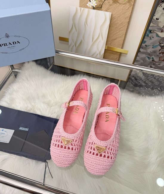 Prada Ballet-inspired Straw Woven Flat Shoes
