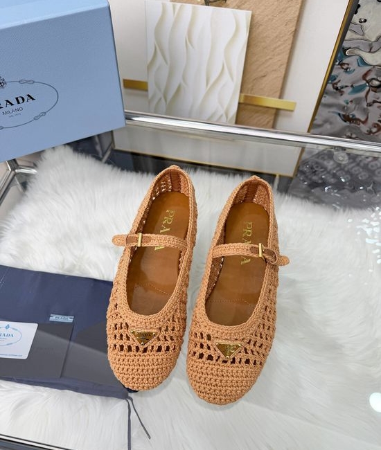 Prada Ballet-inspired Straw Woven Flat Shoes