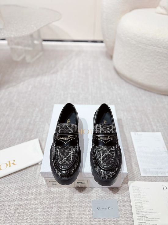 Christian Dior Premium Leather Classic Logo Casual Loafers