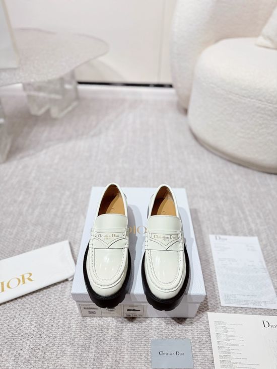 Christian Dior Premium Leather Classic Logo Casual Loafers