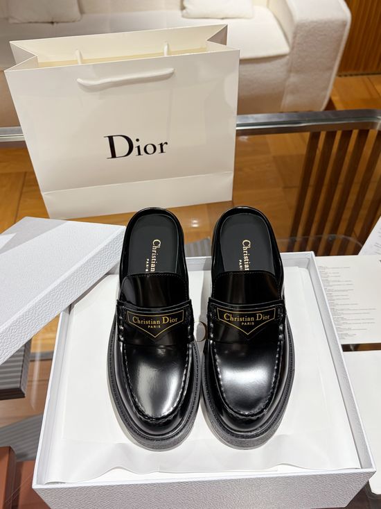 Christian Dior Premium Leather Classic Logo Casual Loafers