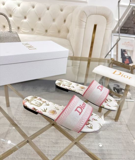 Christian Dior CD Stylish Embroidered Slides with Durable Comfortable Sole