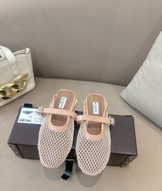 Alaia Hollow Out Mesh Buckle Sandals Soft Lining Anti-slip Sole