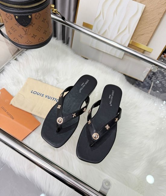 Louis Vuitton LV Genuine Leather Casual Comfort Flat Flip Flops