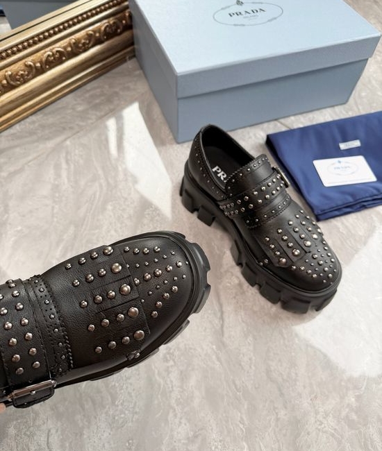 Prada Genuine Leather Casual Daily Footwear with Comfortable Insole