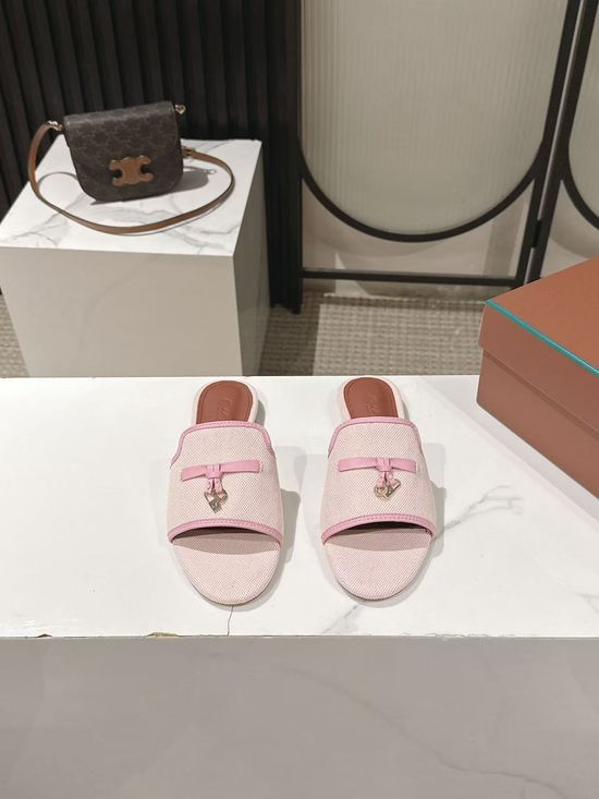 Loro Piana Fringed Buckle Slide Sandals Soft Comfortable Casual Daily Footwear