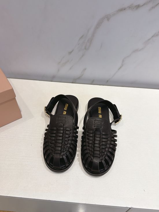 Miu Miu Vintage Woven Open Back Comfort Flat Sandals