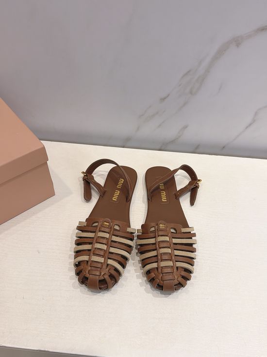 Miu Miu Woven Closed Toe Breathable Comfort Flat Sandals