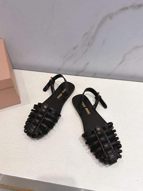 Miu Miu Woven Closed Toe Breathable Comfort Flat Sandals