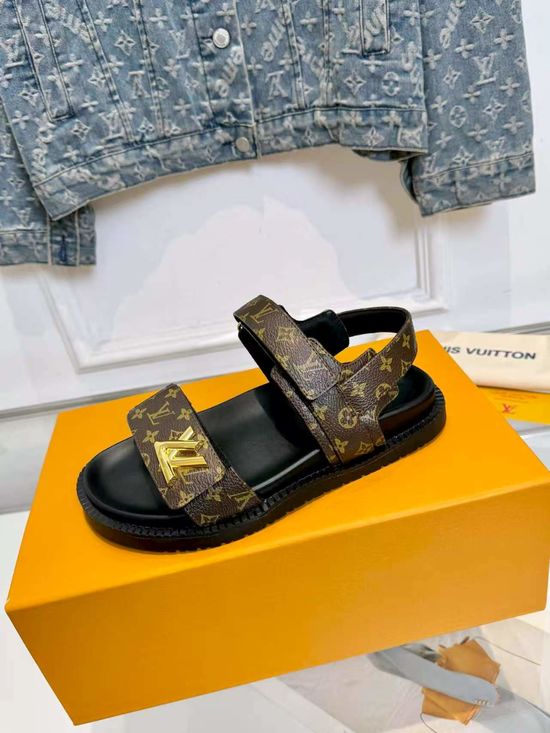 Louis Vuitton Hook And Loop Fastener Thick Sole Casual Sandals