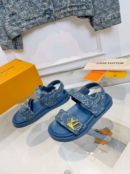 Louis Vuitton Hook And Loop Fastener Thick Sole Casual Sandals