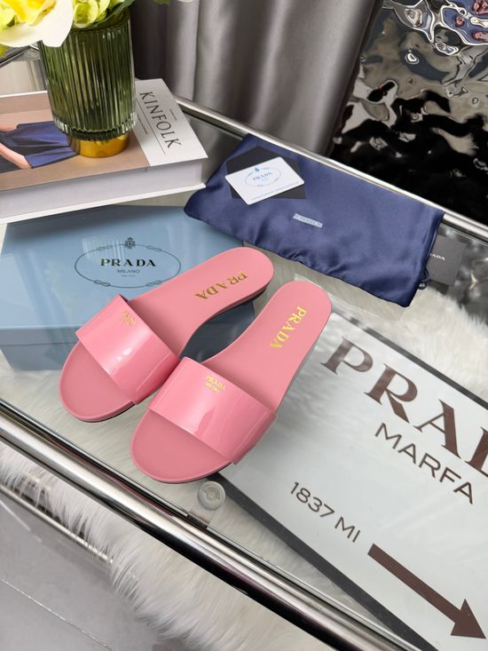 Prada Chunky Heel Slides Comfortable Non-slip Durable Sole