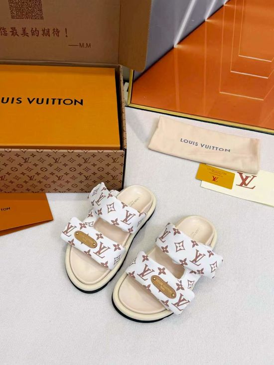 Louis Vuitton Printed Hook-and-loop Platform Slide Sandals